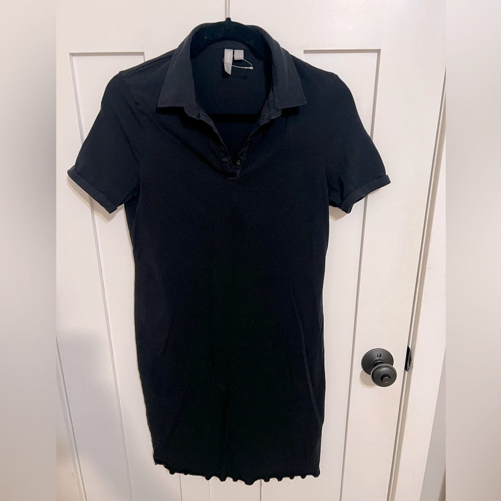 ASOS DESIGN polo bodycon short sleeve dress in black size 10